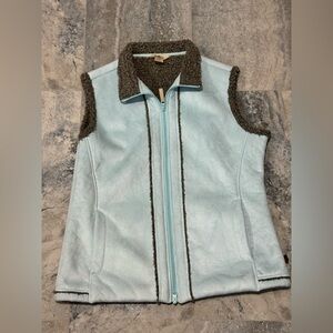 Woolrich Women's Blue and Brown Vest- Suede